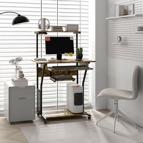 Homcom rolling computer desk - rolling,