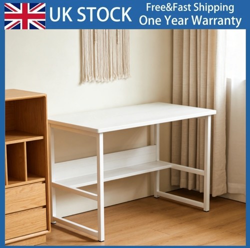 White compact computer desk - compact,